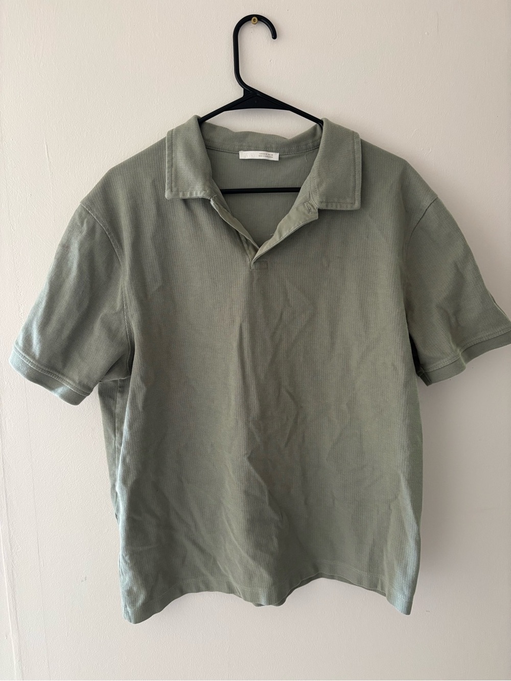 Zara Classic Men's Short-Sleeve Polo in Sage Green size XL